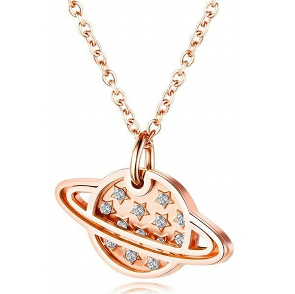 18K Rose Gold Tone Planet Pendant Necklace - Picture 6 of 6